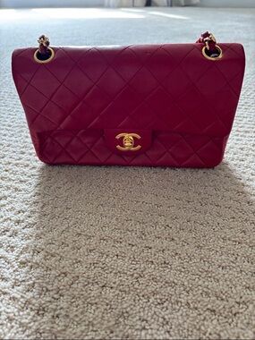 Chanel Classic Flap Medium Lambskin Red Bag